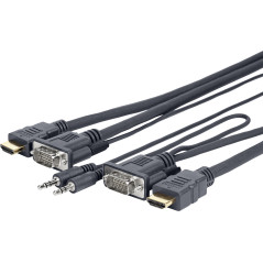 Vivolink VL-INSTKIT-3M câble vidéo et adaptateur VGA (D-Sub) + 3,5 mm HDMI Type A (Standard) Blanc