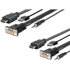 Vivolink PROHDMIMVGA5 câble vidéo et adaptateur 5 m HDMI+VGA+USB+3.5mm HDMI+VGA (D-Sub) +USB+3.5mm Noir