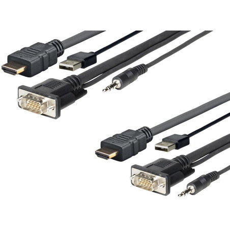 Vivolink PROHDMIMVGA5 câble vidéo et adaptateur 5 m HDMI+VGA+USB+3.5mm HDMI+VGA (D-Sub) +USB+3.5mm Noir