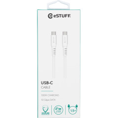 eSTUFF USB-C - C Cable 1,5m White câble USB USB 3.2 Gen 2 (3.1 Gen 2) USB C Blanc