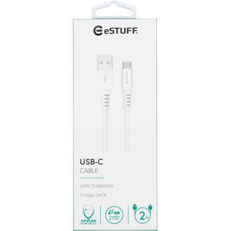 eSTUFF ES605201 câble USB 3 m USB 3.2 Gen 1 (3.1 Gen 1) USB A 2 x USB C Blanc