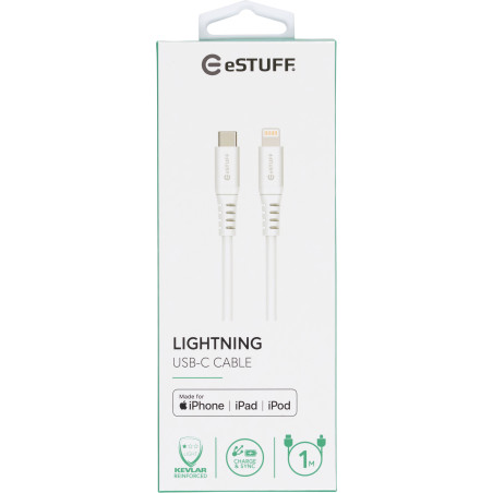 eSTUFF USB-C Lightning Cable MFI 1m Blanc