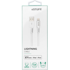 eSTUFF Lightning Cable MFI 0,5m Whit Blanc