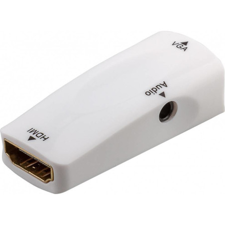 Microconnect HDMFVGAFWA câble vidéo et adaptateur HDMI Type A (Standard) VGA (D-Sub) + 3,5 mm Blanc