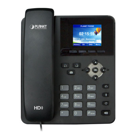 PLANET VIP-1120PT téléphone fixe Noir 2 lignes LCD