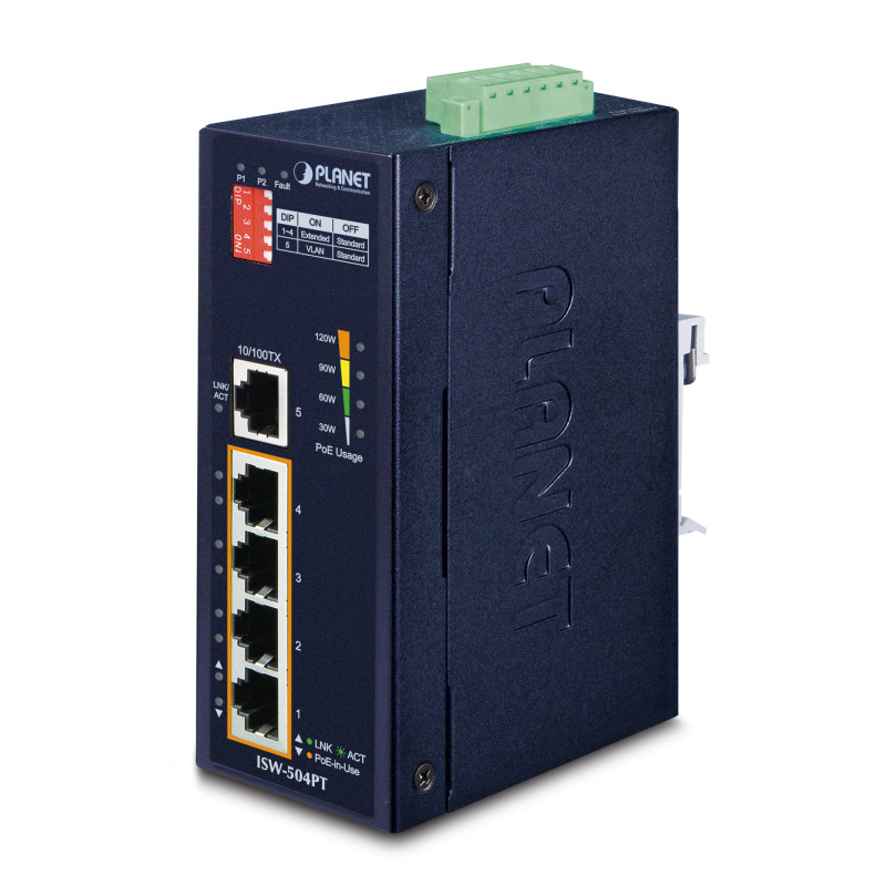 PLANET ISW-504PT commutateur réseau Non-géré L2 Fast Ethernet (10/100) Connexion Ethernet, supportant l'alimentation via ce PLANET ISW-504PT commutateur réseau Non-géré L2 Fast Ethernet (10/100) Connexion Ethernet, supportant l'alimentation via ce