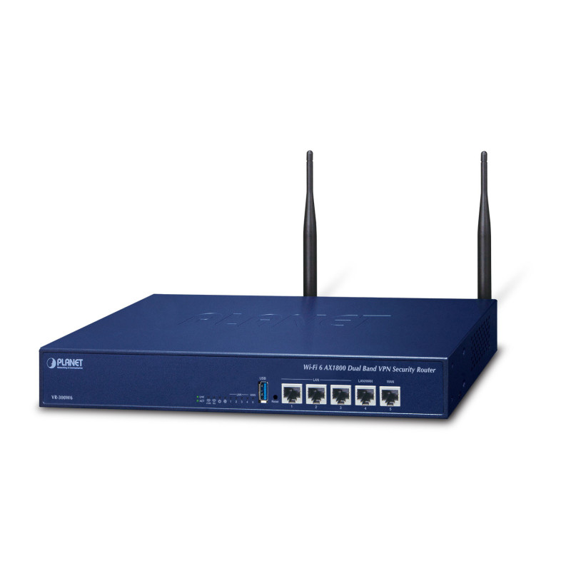 PLANET Wi-Fi 6 AX1800 Dual Band VPN routeur sans fil Gigabit Ethernet Bleu PLANET Wi-Fi 6 AX1800 Dual Band VPN routeur sans fil Gigabit Ethernet Bleu