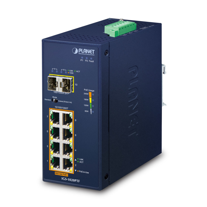 PLANET IP30 Ind 8-P 10/100/1000T Non-géré Gigabit Ethernet (10/100/1000) Connexion Ethernet, supportant l'alimentation via ce PLANET IP30 Ind 8-P 10/100/1000T Non-géré Gigabit Ethernet (10/100/1000) Connexion Ethernet, supportant l'alimentation via ce
