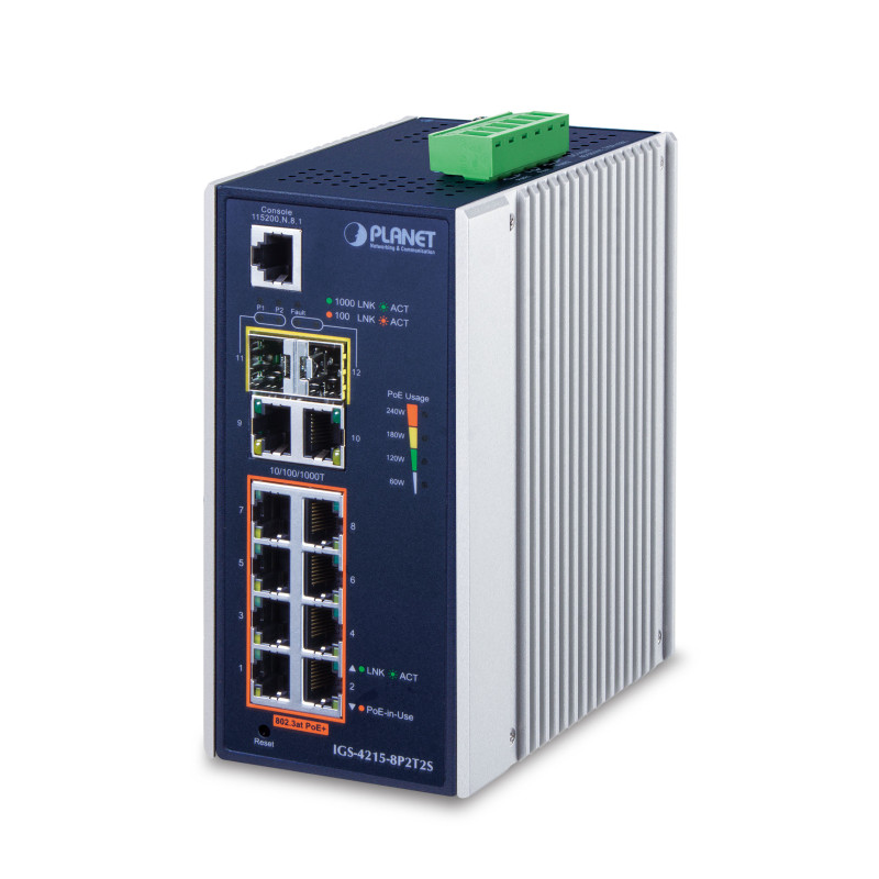 PLANET IGS-4215-8P2T2S commutateur réseau Géré L2/L4 Gigabit Ethernet (10/100/1000) Connexion Ethernet, supportant PLANET IGS-4215-8P2T2S commutateur réseau Géré L2/L4 Gigabit Ethernet (10/100/1000) Connexion Ethernet, supportant