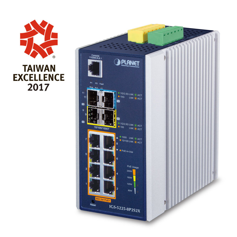 PLANET IGS-5225-8P2S2X commutateur réseau Géré L3 Gigabit Ethernet (10/100/1000) Connexion Ethernet, supportant l'alimentation PLANET IGS-5225-8P2S2X commutateur réseau Géré L3 Gigabit Ethernet (10/100/1000) Connexion Ethernet, supportant l'alimentation