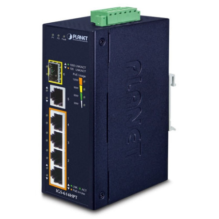 PLANET IGS-614HPT commutateur réseau Non-géré Gigabit Ethernet (10/100/1000) Connexion Ethernet, supportant l'alimentation via