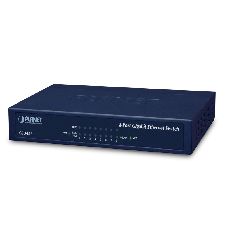 PLANET GSD-803 commutateur réseau Gigabit Ethernet (10/100/1000) Bleu PLANET GSD-803 commutateur réseau Gigabit Ethernet (10/100/1000) Bleu