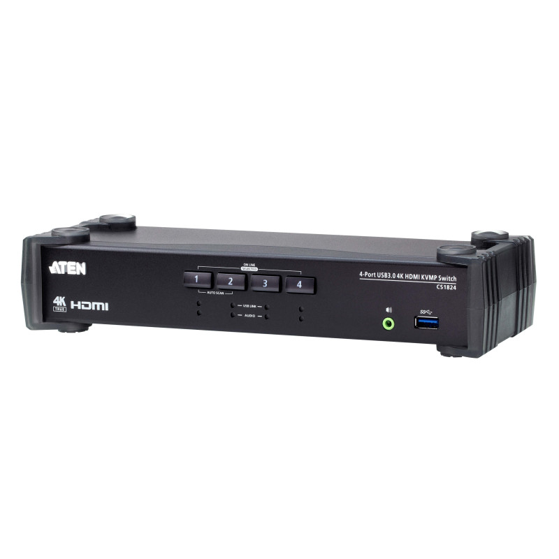 ATEN Commutateur KVMP™ HDMI 4K 4 ports USB 3.0 avec mode de mélangeur audio ATEN Commutateur KVMP™ HDMI 4K 4 ports USB 3.0 avec mode de mélangeur audio
