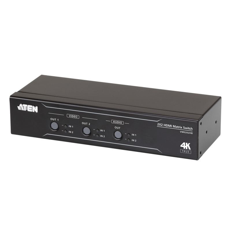 ATEN Commutateur matriciel HDMI True 4K 2 x 2 avec Désembeddeur audio
