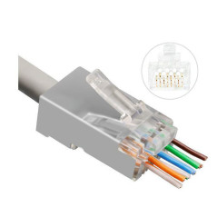 Microconnect KON506-50EZ connecteur de fils RJ45 Argent, Transparent