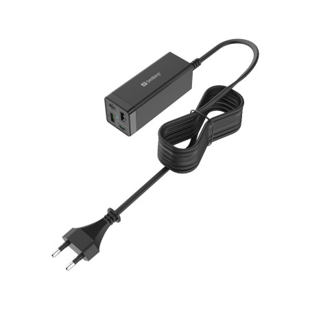 Sandberg 4in1 Charger 2xUSB-C 2xUSB 65W adaptateur de puissance & onduleur Intérieure Noir