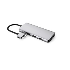 eSTUFF USB-C Dual USB-C Dock USB 3.2 Gen 1 (3.1 Gen 1) Type-C 5000 Mbit/s Aluminium, Métallique