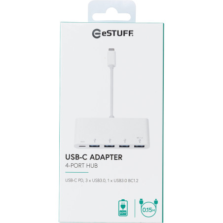 eSTUFF USB-C Charging hub USB 3.2 Gen 1 (3.1 Gen 1) Type-C 5000 Mbit/s Blanc