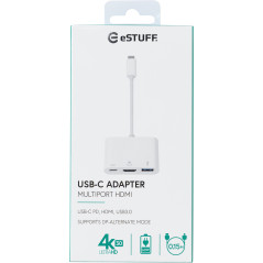eSTUFF USB-C AV Multiport Adapter USB 3.2 Gen 1 (3.1 Gen 1) Type-C 5000 Mbit/s Blanc